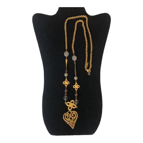 Vintage Casual Corner Gold Tone Emblem Gold Pendant Necklace - Picture 1 of 12